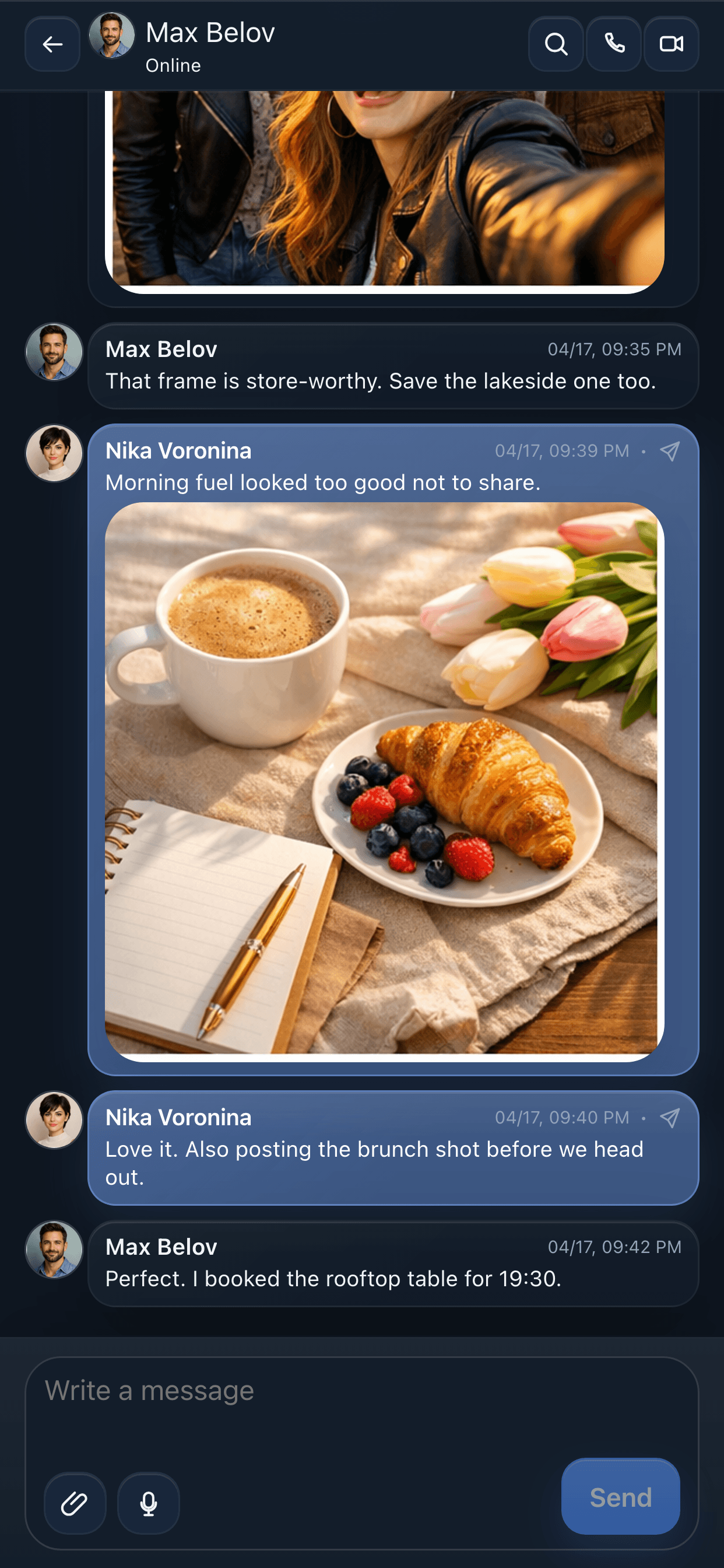 Экран переписки Yullama на телефоне